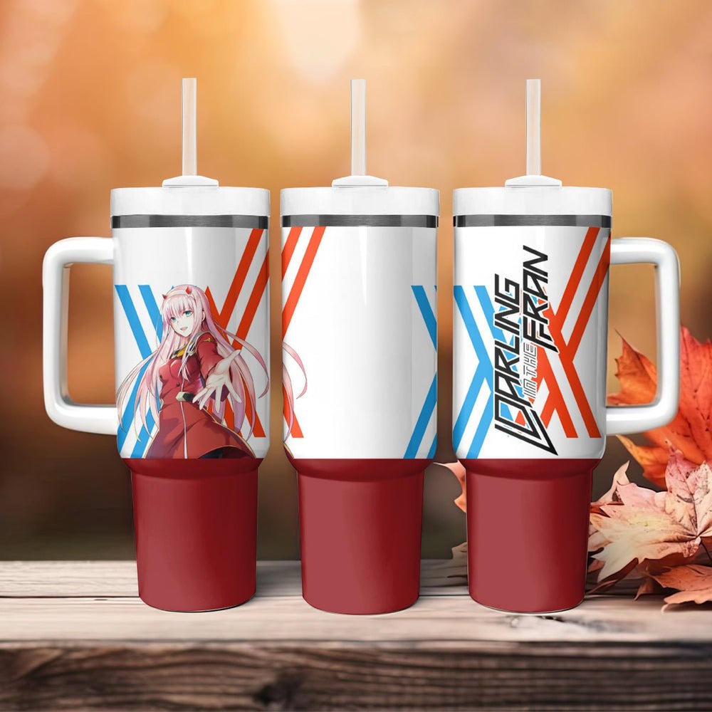 002 Zero Two Strelitzia Tumbler With Handle Anime Style TS04 002 Zero Two Strelitzia Tumbler With Handle Anime Style TS04