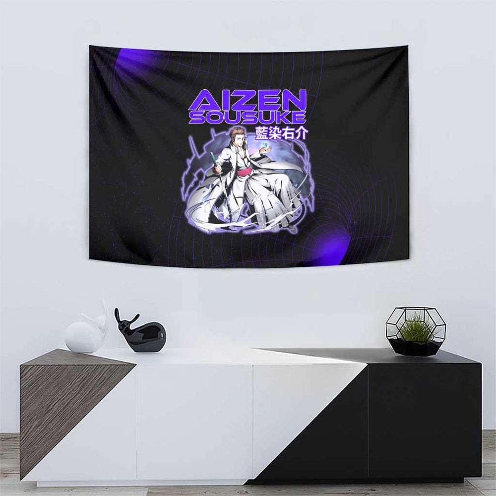 Aizen Sousuke Bleach Tapestry Cosmic Anime Energy Grid Style TS04 Aizen Sousuke Bleach Tapestry Cosmic Anime Energy Grid Style TS04