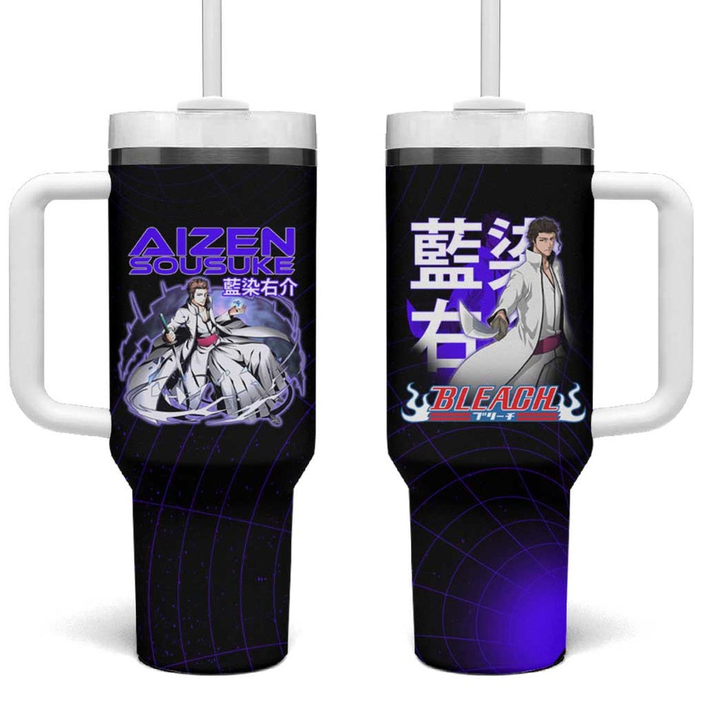 Aizen Sousuke Bleach Tumbler With Handle Cosmic Anime Energy Grid Style TS04 Aizen Sousuke Bleach Tumbler With Handle Cosmic Anime Energy Grid Style TS04