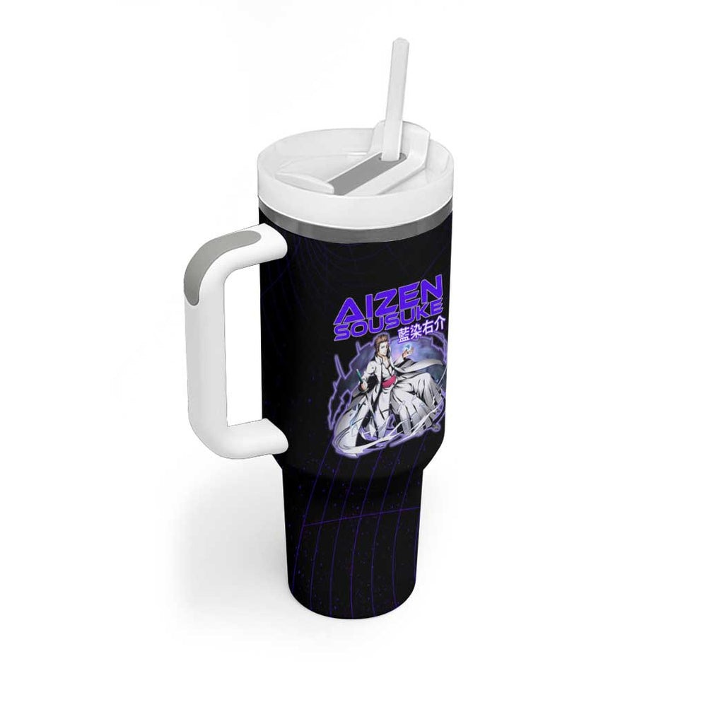 Aizen Sousuke Bleach Tumbler With Handle Cosmic Anime Energy Grid Style TS04 Aizen Sousuke Bleach Tumbler With Handle Cosmic Anime Energy Grid Style TS04