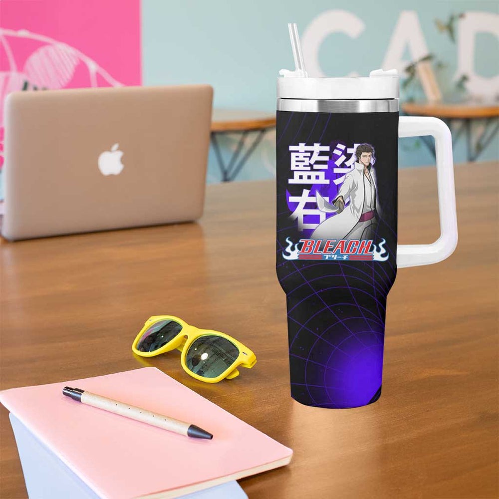 Aizen Sousuke Bleach Tumbler With Handle Cosmic Anime Energy Grid Style TS04 Aizen Sousuke Bleach Tumbler With Handle Cosmic Anime Energy Grid Style TS04
