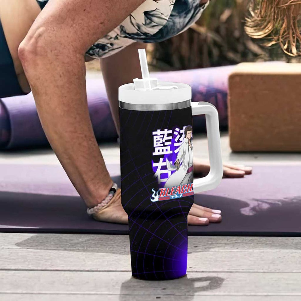 Aizen Sousuke Bleach Tumbler With Handle Cosmic Anime Energy Grid Style TS04 Aizen Sousuke Bleach Tumbler With Handle Cosmic Anime Energy Grid Style TS04