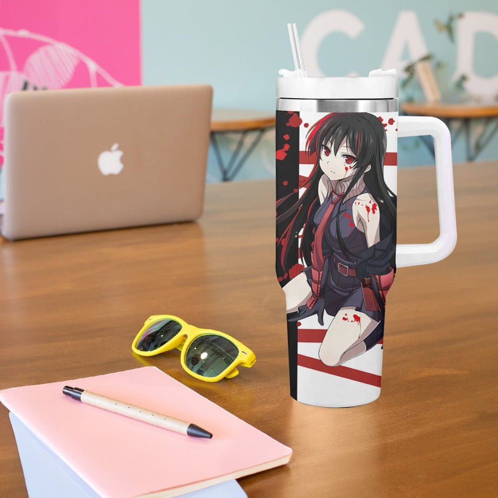 Akame - Akame ga Kill Tumbler With Handle Anime Mix Grunge Blood Style TS04 Akame - Akame ga Kill Tumbler With Handle Anime Mix Grunge Blood Style TS04