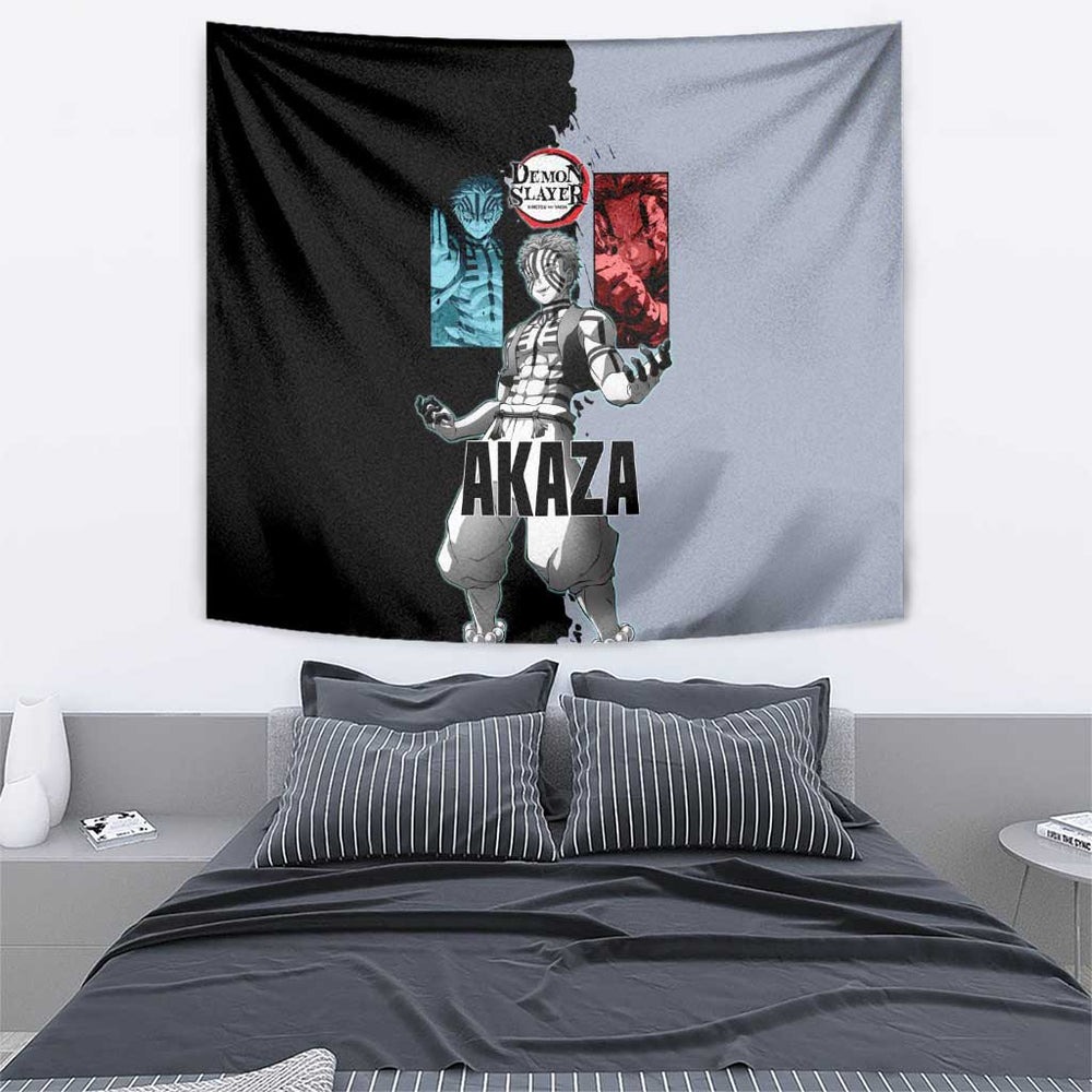 Akaza from Demon Slayer Tumbler With Handle with Split Color Background and Martial Arts Pose Manga Style Design TS04 Akaza from Demon Slayer Tumbler With Handle with Split Color Background and Martial Arts Pose Manga Style Design TS04