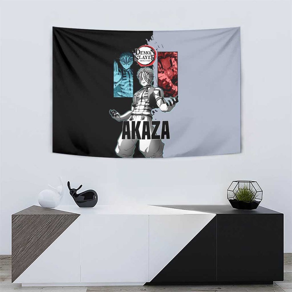 Akaza from Demon Slayer Tumbler With Handle with Split Color Background and Martial Arts Pose Manga Style Design TS04 Akaza from Demon Slayer Tumbler With Handle with Split Color Background and Martial Arts Pose Manga Style Design TS04