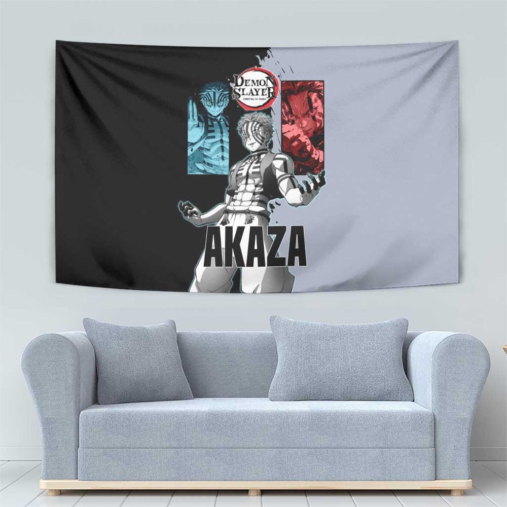 Akaza from Demon Slayer Tumbler With Handle with Split Color Background and Martial Arts Pose Manga Style Design TS04 Akaza from Demon Slayer Tumbler With Handle with Split Color Background and Martial Arts Pose Manga Style Design TS04
