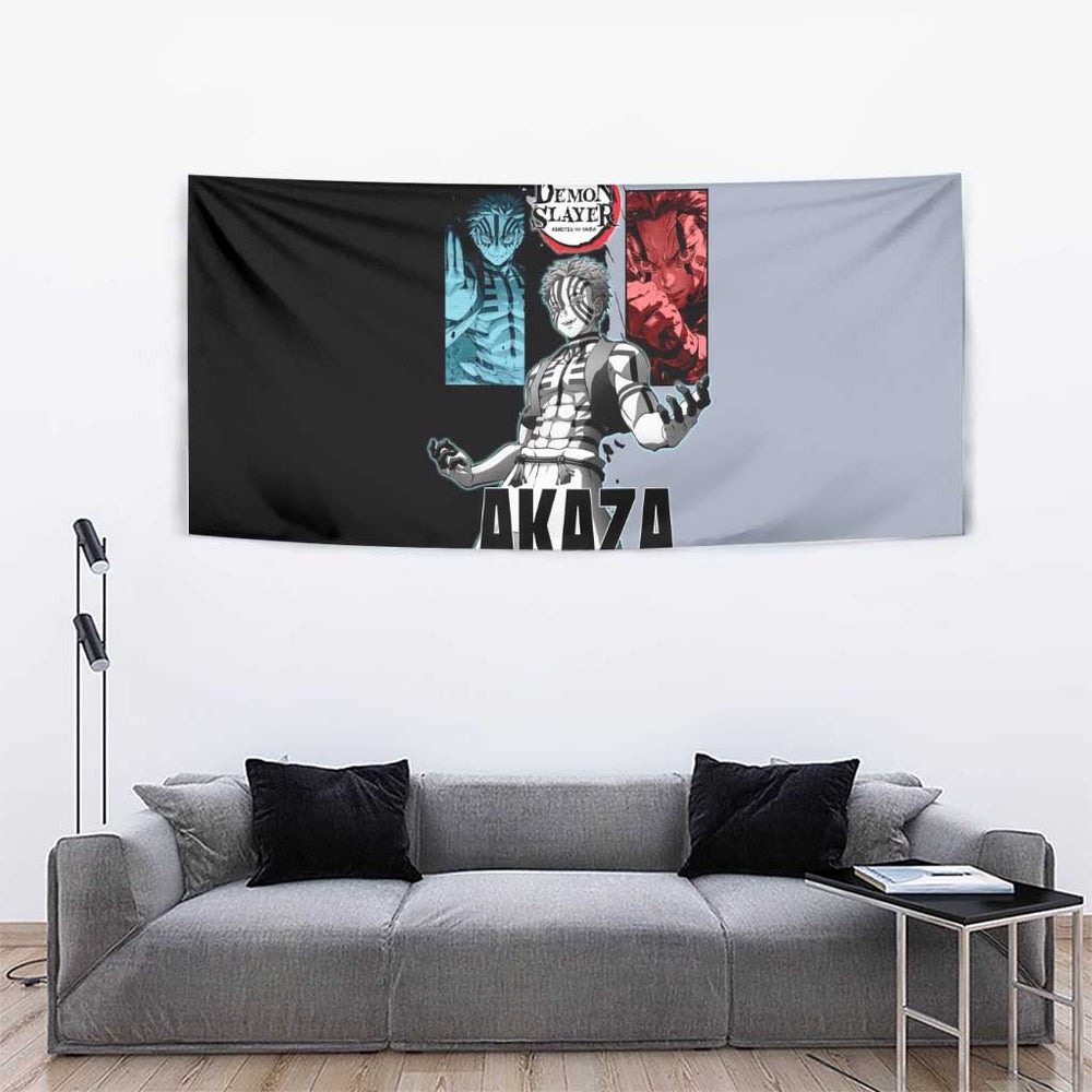 Akaza from Demon Slayer Tumbler With Handle with Split Color Background and Martial Arts Pose Manga Style Design TS04 Akaza from Demon Slayer Tumbler With Handle with Split Color Background and Martial Arts Pose Manga Style Design TS04