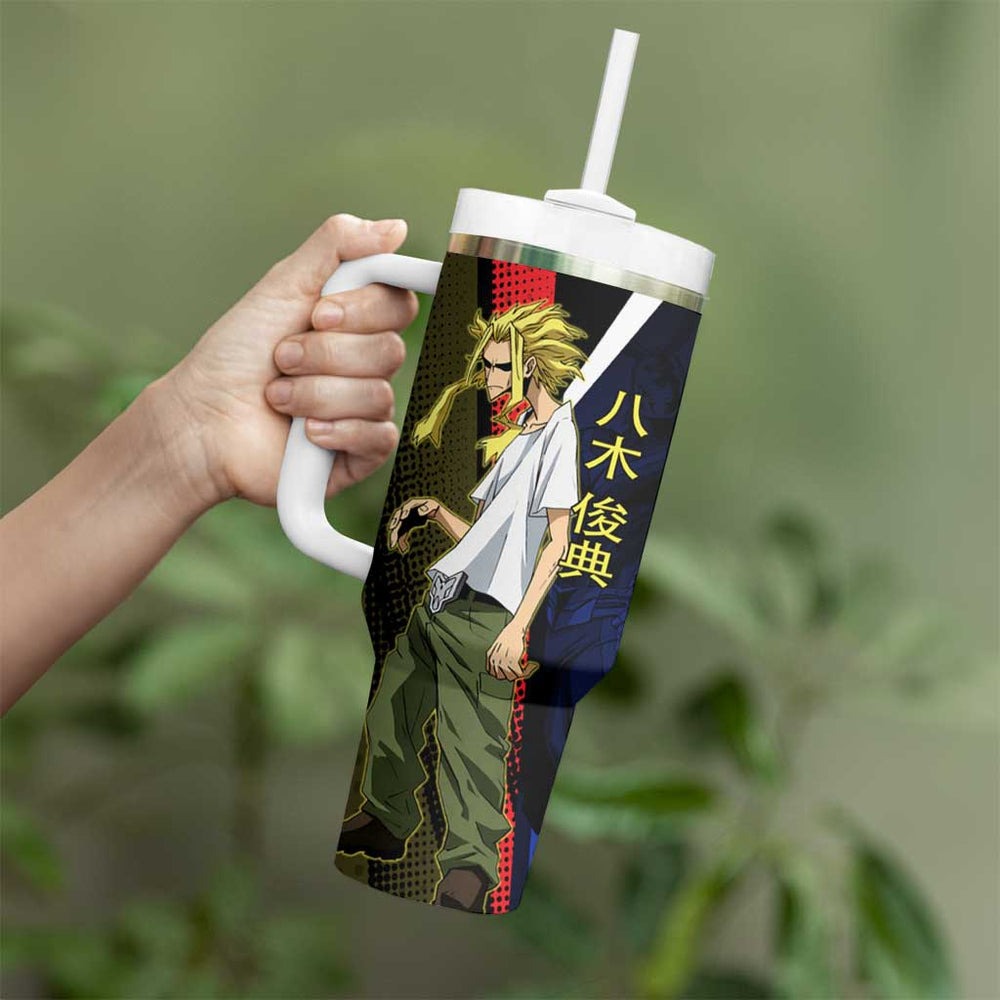 All Might Dual Form Tumbler With Handle Japanese Comic Book Style TS04 All Might Dual Form Tumbler With Handle Japanese Comic Book Style TS04