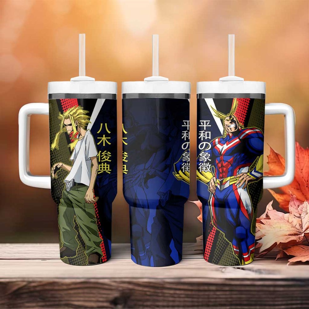 All Might Dual Form Tumbler With Handle Japanese Comic Book Style TS04 All Might Dual Form Tumbler With Handle Japanese Comic Book Style TS04