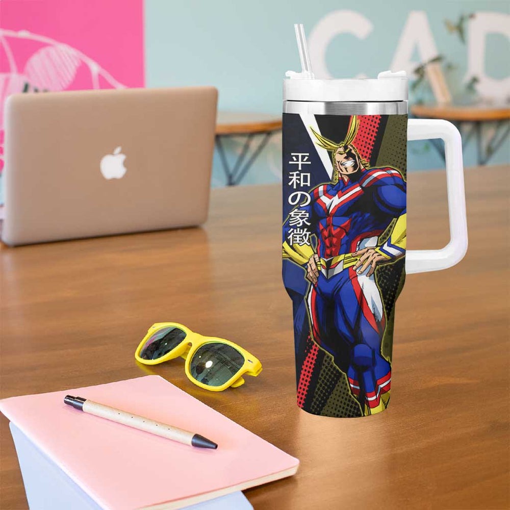 All Might Dual Form Tumbler With Handle Japanese Comic Book Style TS04 All Might Dual Form Tumbler With Handle Japanese Comic Book Style TS04
