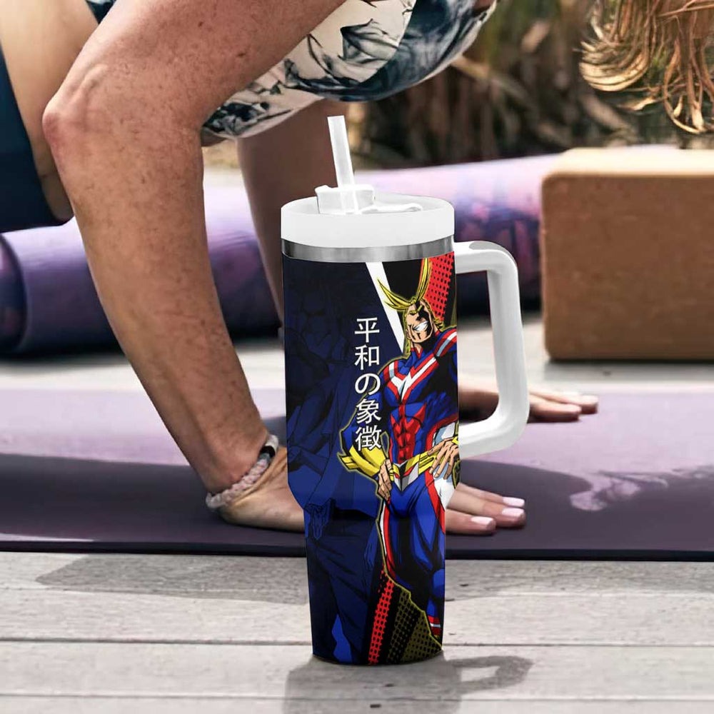 All Might Dual Form Tumbler With Handle Japanese Comic Book Style TS04 All Might Dual Form Tumbler With Handle Japanese Comic Book Style TS04