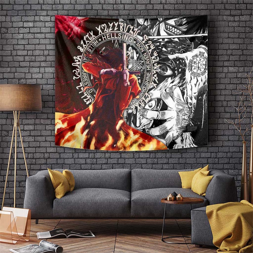 Alucard Hellsing Manga Collage Black and Red Design Tumbler With Handle with Gun Pose and Symbolic Silhouettes TS04 Alucard Hellsing Manga Collage Black and Red Design Tumbler With Handle with Gun Pose and Symbolic Silhouettes TS04