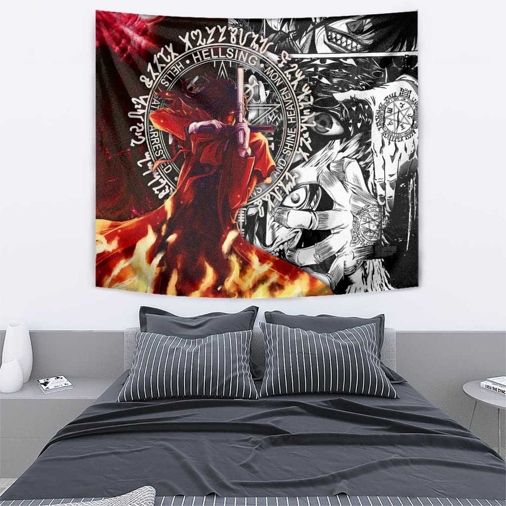 Alucard Hellsing Manga Collage Black and Red Design Tumbler With Handle with Gun Pose and Symbolic Silhouettes TS04 Alucard Hellsing Manga Collage Black and Red Design Tumbler With Handle with Gun Pose and Symbolic Silhouettes TS04