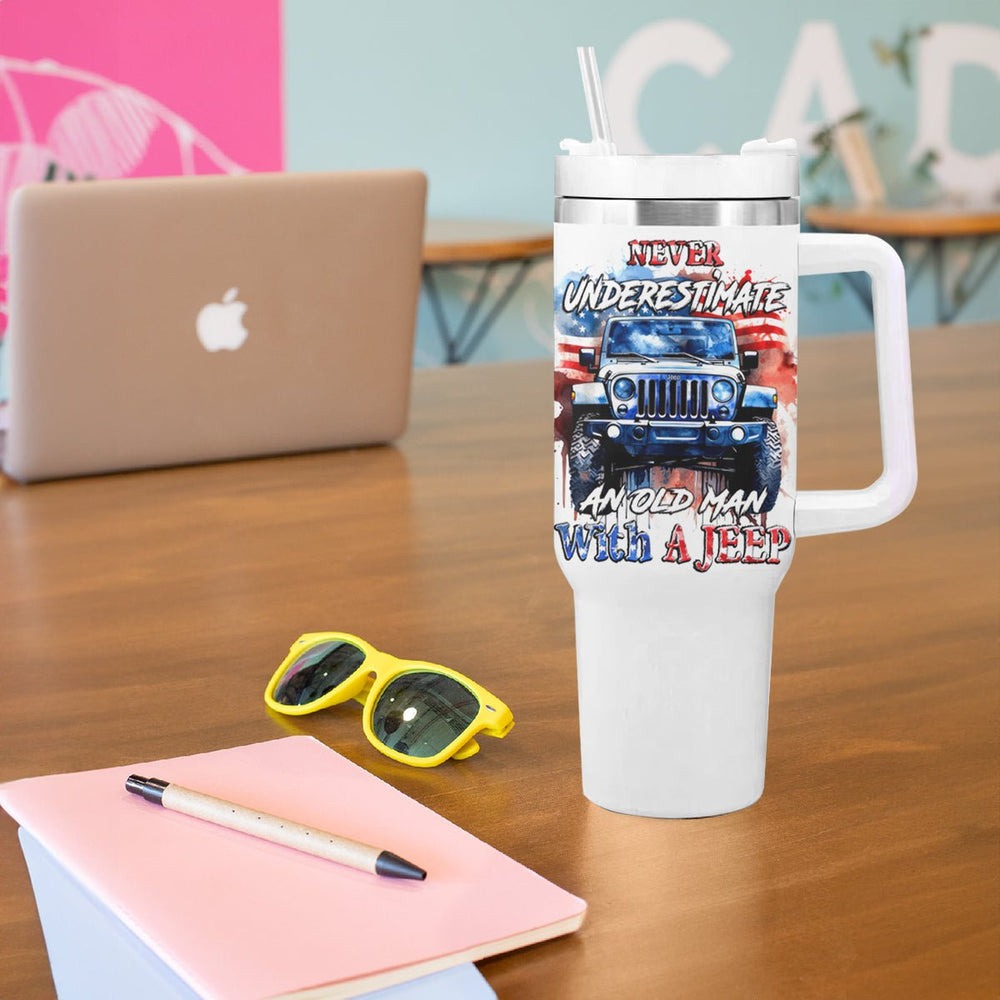 America Flag Jeep Tumbler With Handle But Did You Die DT01 America Flag Jeep Tumbler With Handle But Did You Die DT01
