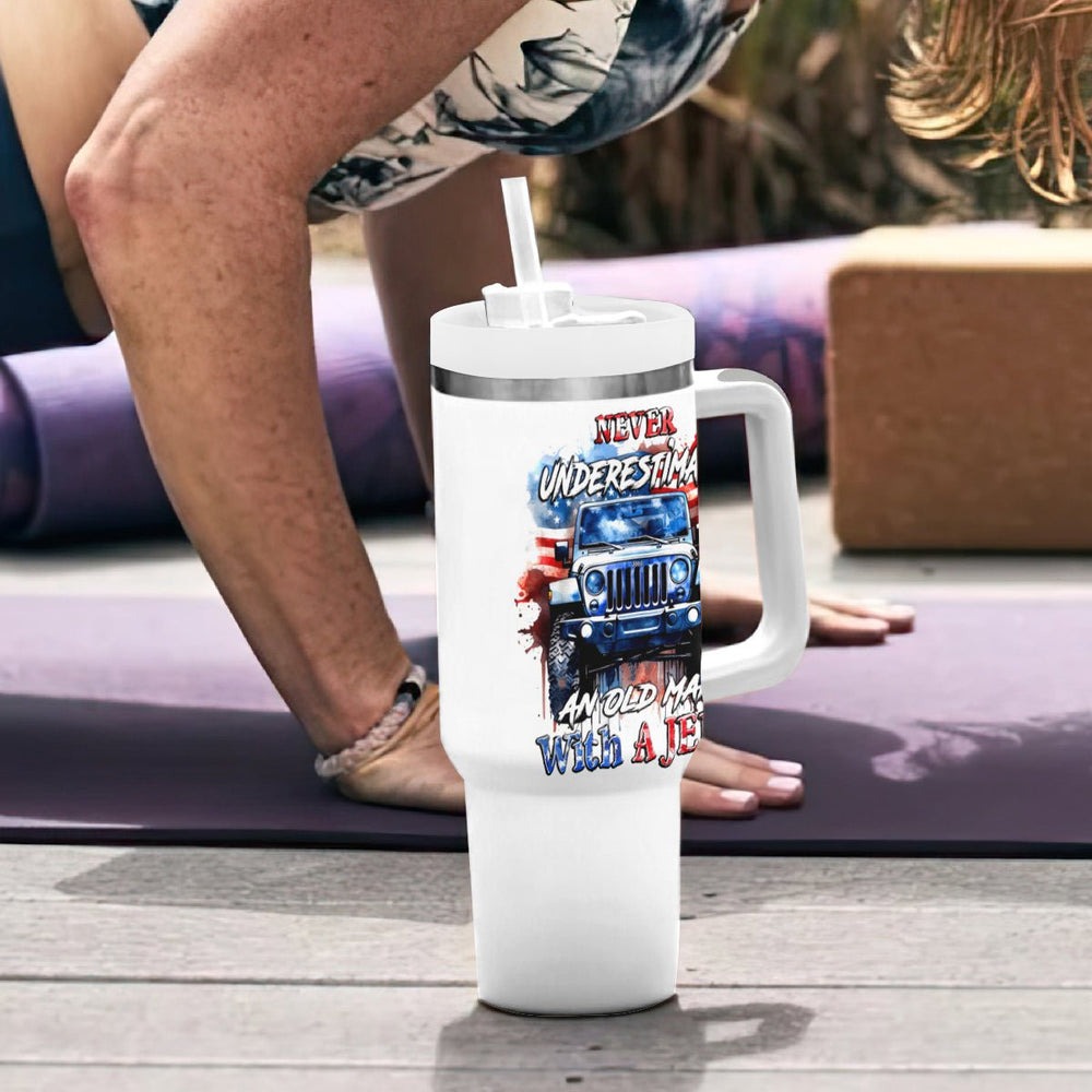 America Flag Jeep Tumbler With Handle But Did You Die DT01 America Flag Jeep Tumbler With Handle But Did You Die DT01
