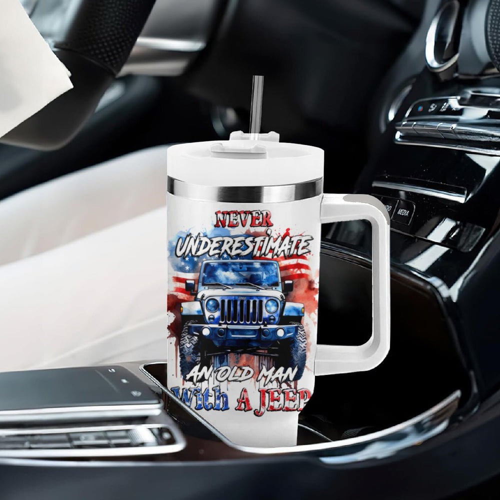 America Flag Jeep Tumbler With Handle But Did You Die DT01 America Flag Jeep Tumbler With Handle But Did You Die DT01