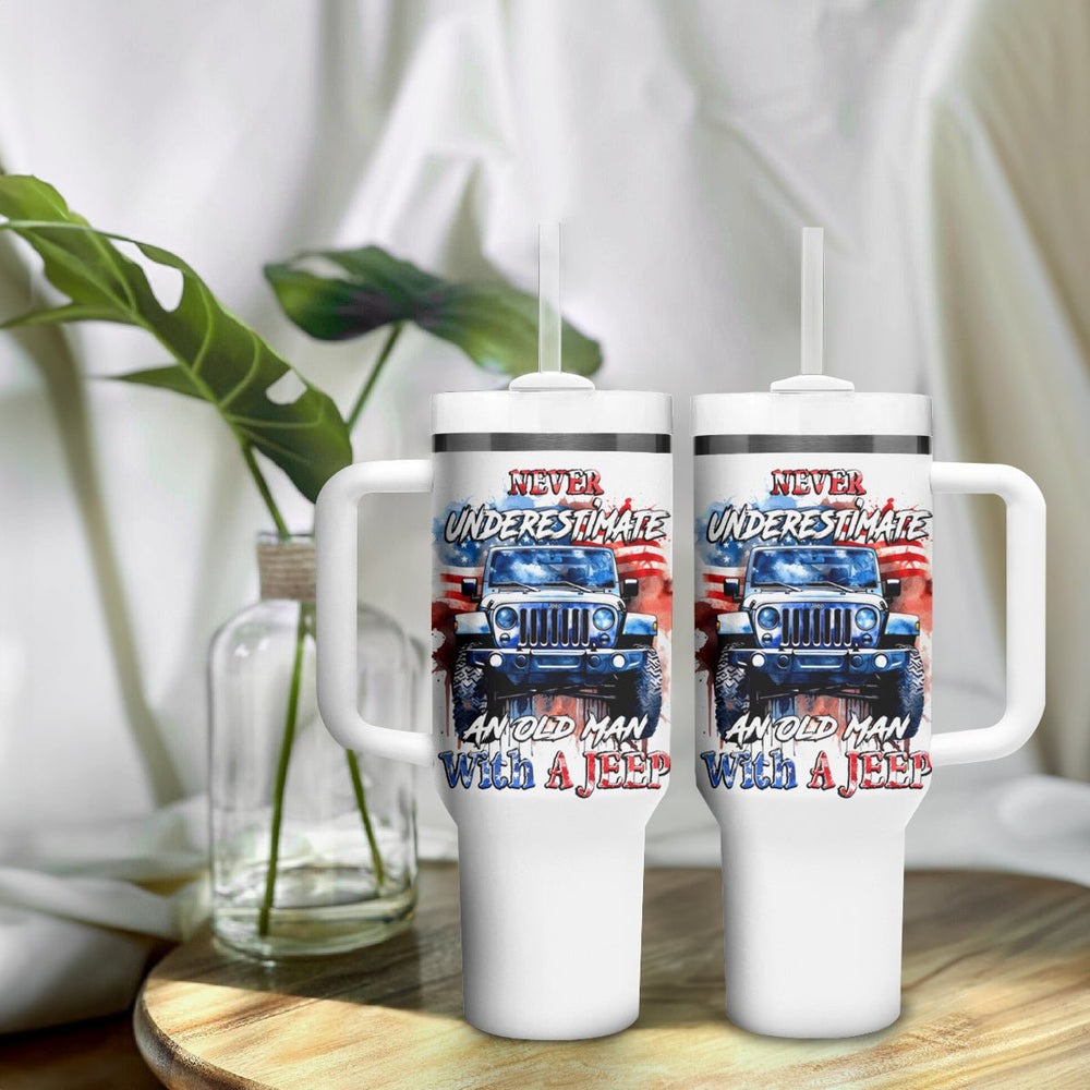 America Flag Jeep Tumbler With Handle But Did You Die DT01 America Flag Jeep Tumbler With Handle But Did You Die DT01