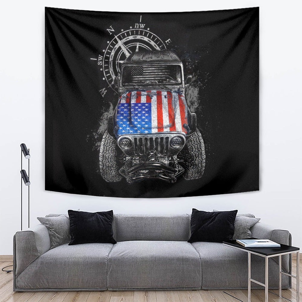 American Jeep Tapestry American Flag But Did You Die DT01
