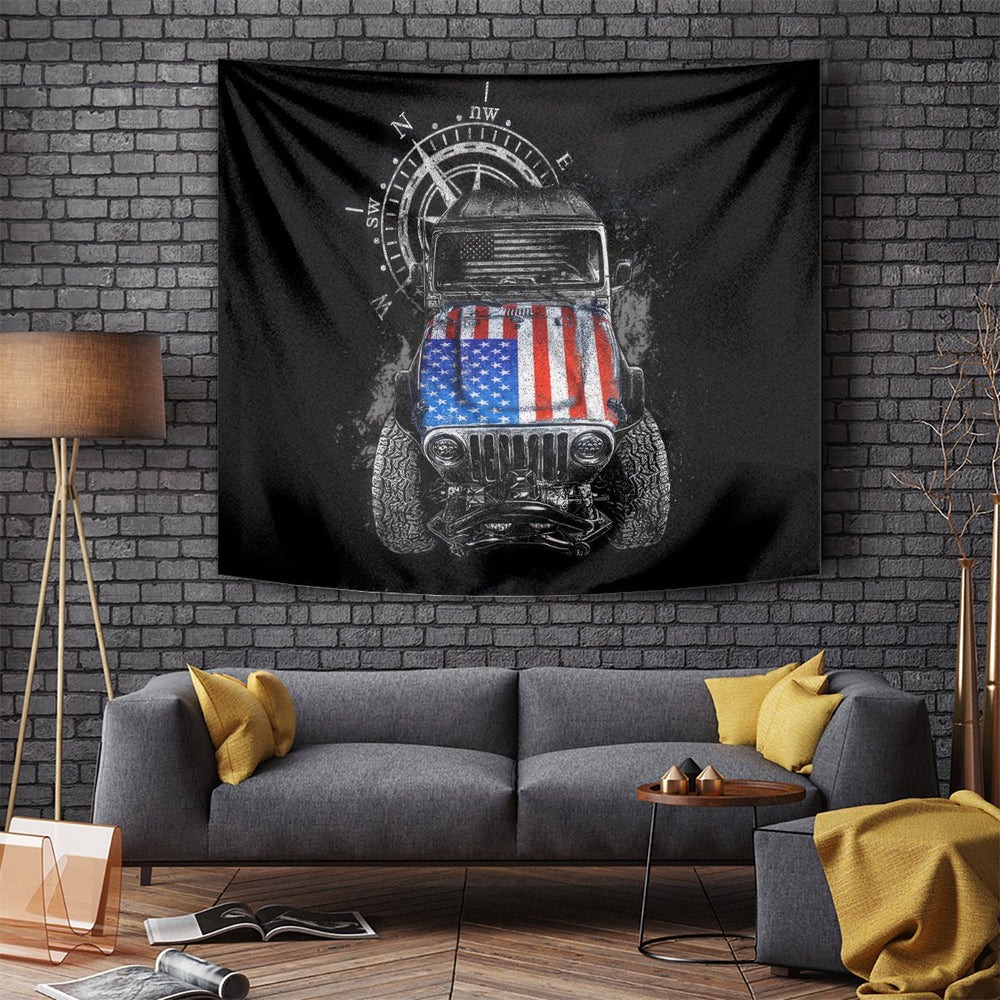 American Jeep Tapestry American Flag But Did You Die DT01