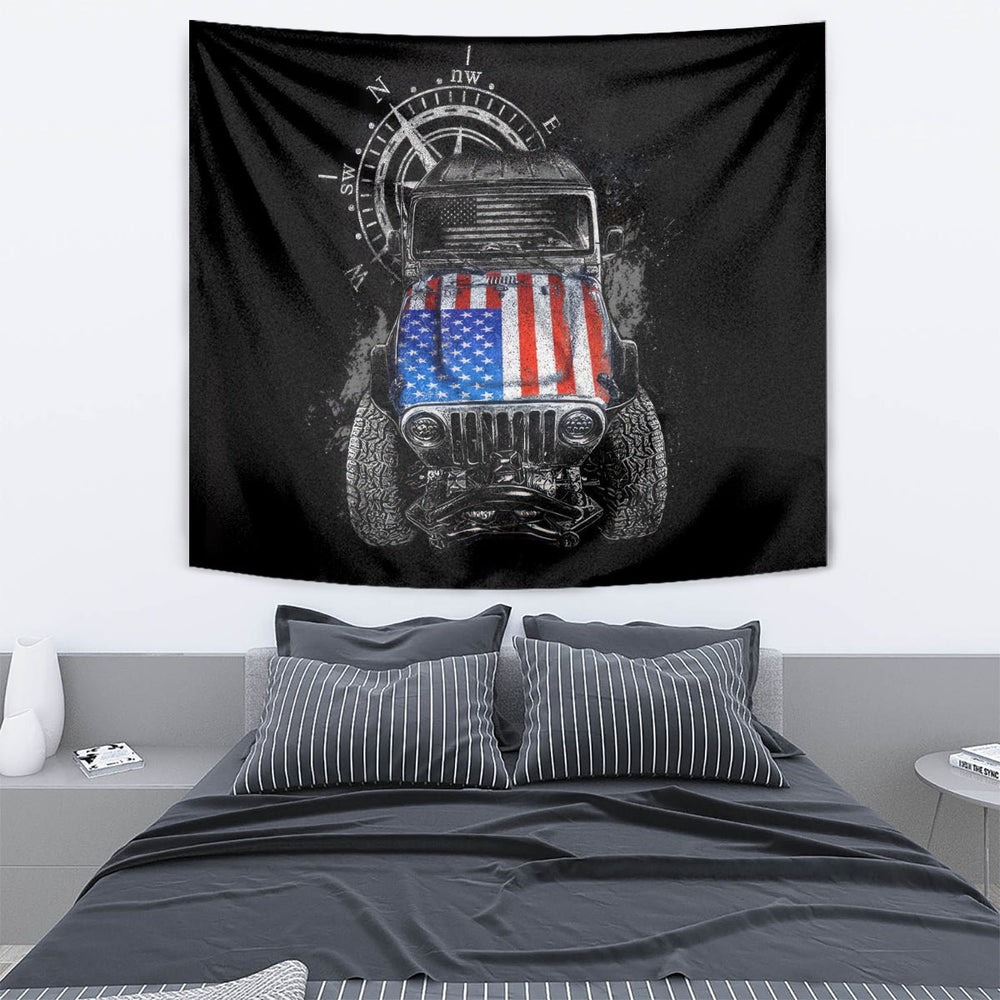 American Jeep Tapestry American Flag But Did You Die DT01