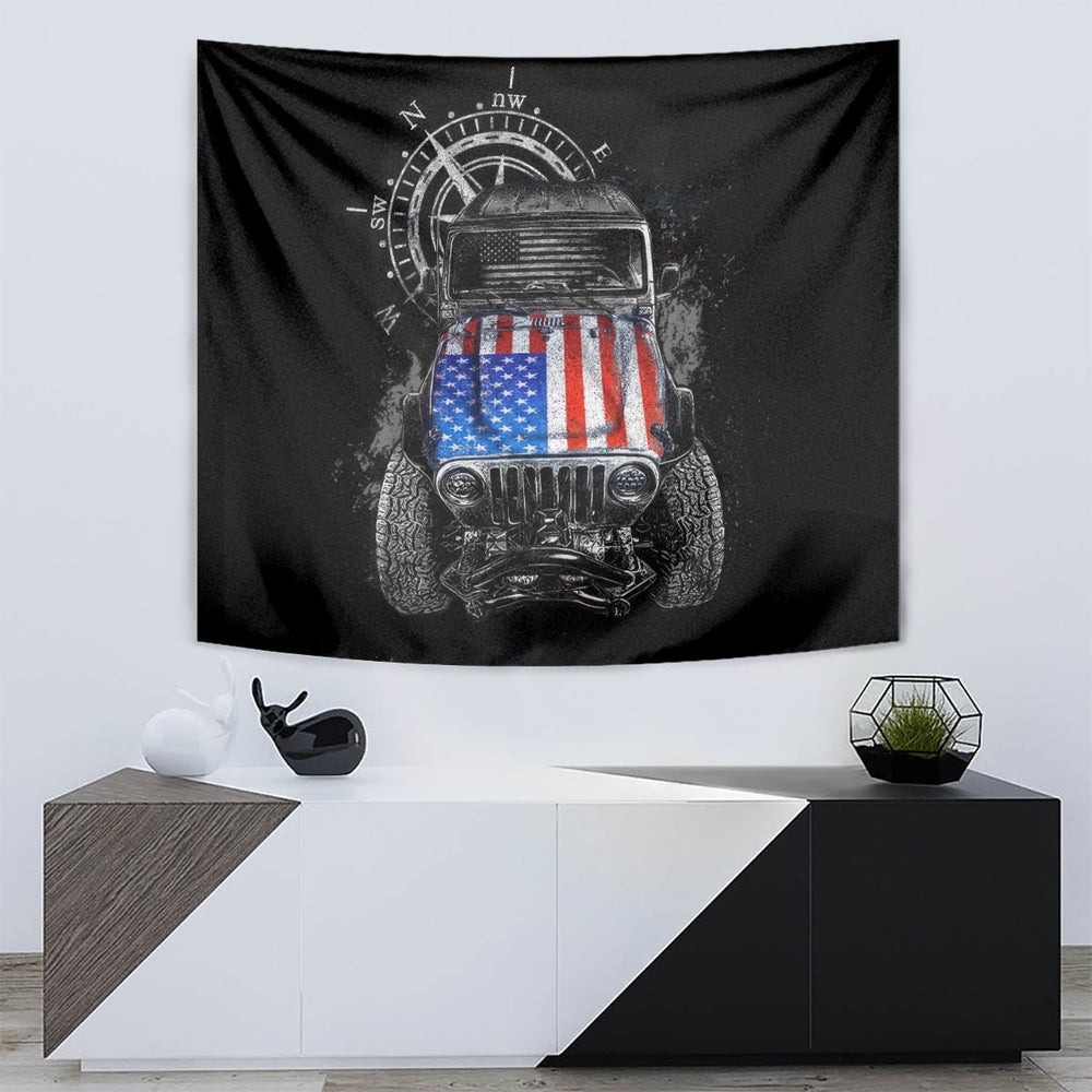 American Jeep Tapestry American Flag But Did You Die DT01