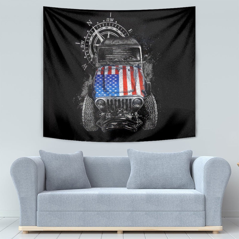 American Jeep Tapestry American Flag But Did You Die DT01