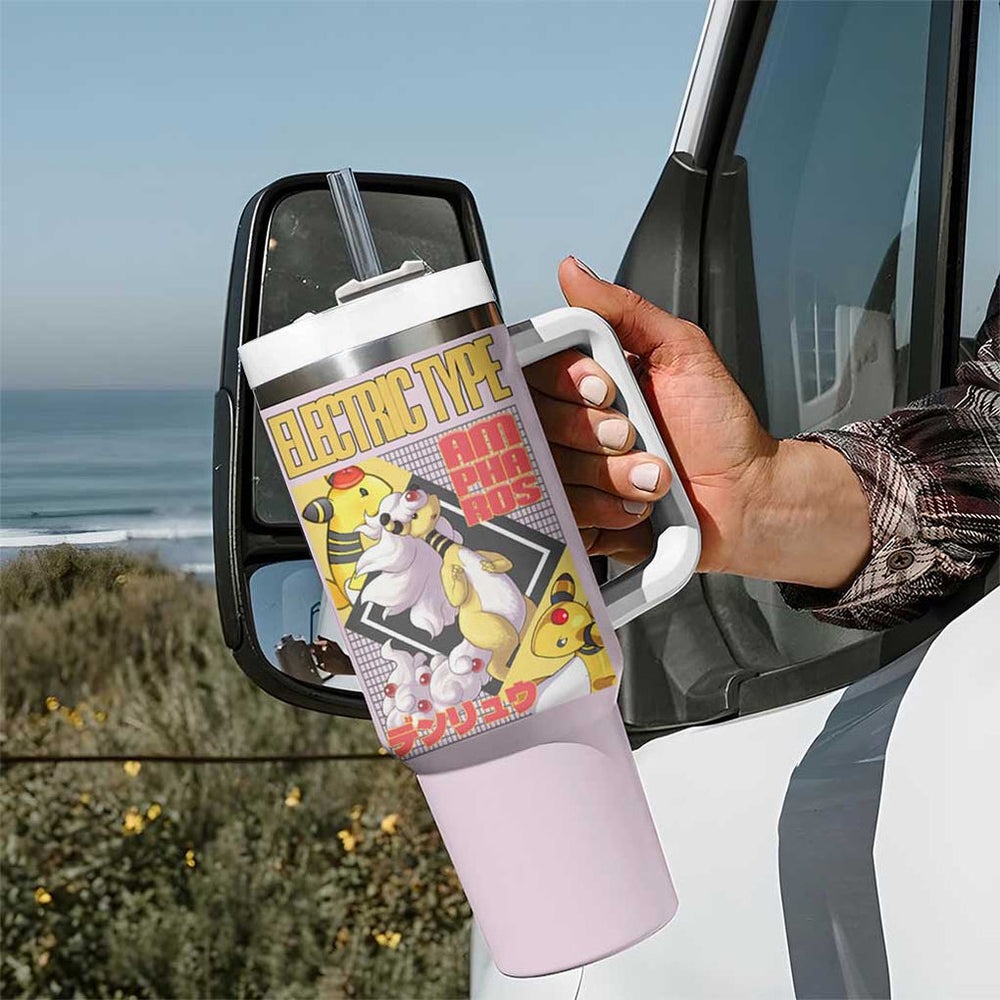 Ampharos Poke Tumbler With Handle Anime Style TS04 Ampharos Poke Tumbler With Handle Anime Style TS04