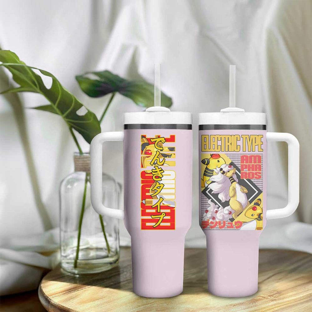 Ampharos Poke Tumbler With Handle Anime Style TS04 Ampharos Poke Tumbler With Handle Anime Style TS04