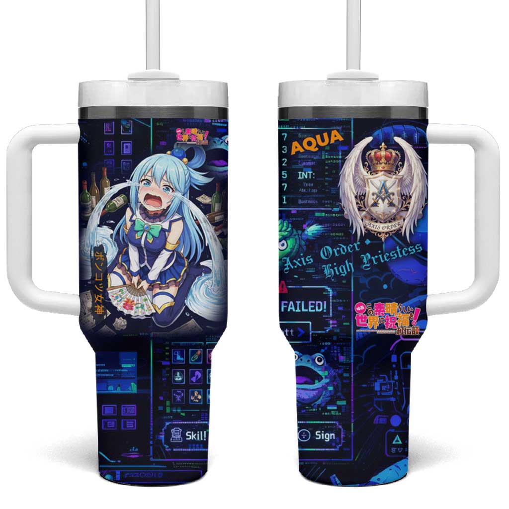 Aqua Axis Order High Priestess Tumbler With Handle Retro Anime RPG Interface Style TS04