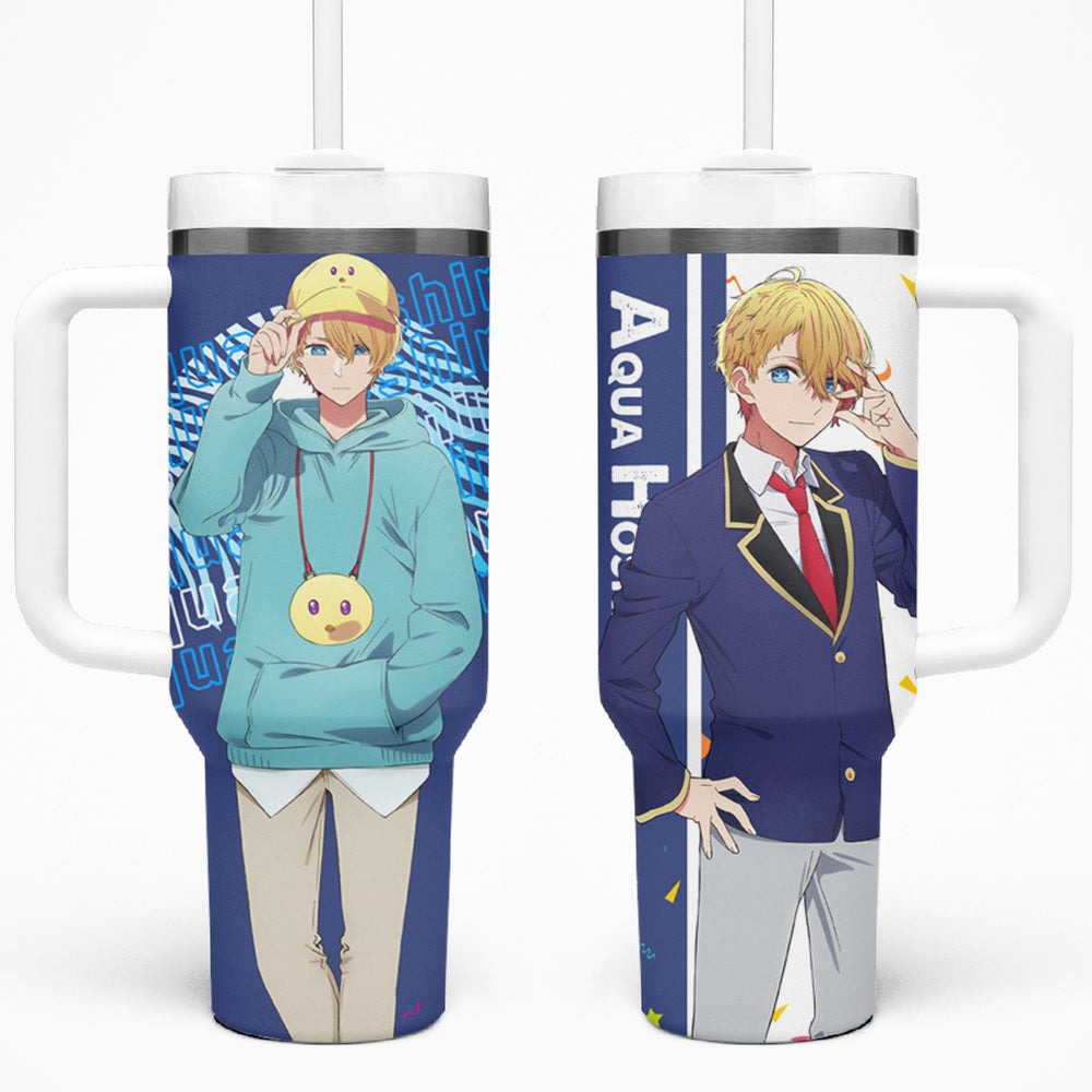 Aquamarine Hoshino - Oshi no Ko Tumbler With Handle Anime Style TS04 Aquamarine Hoshino - Oshi no Ko Tumbler With Handle Anime Style TS04