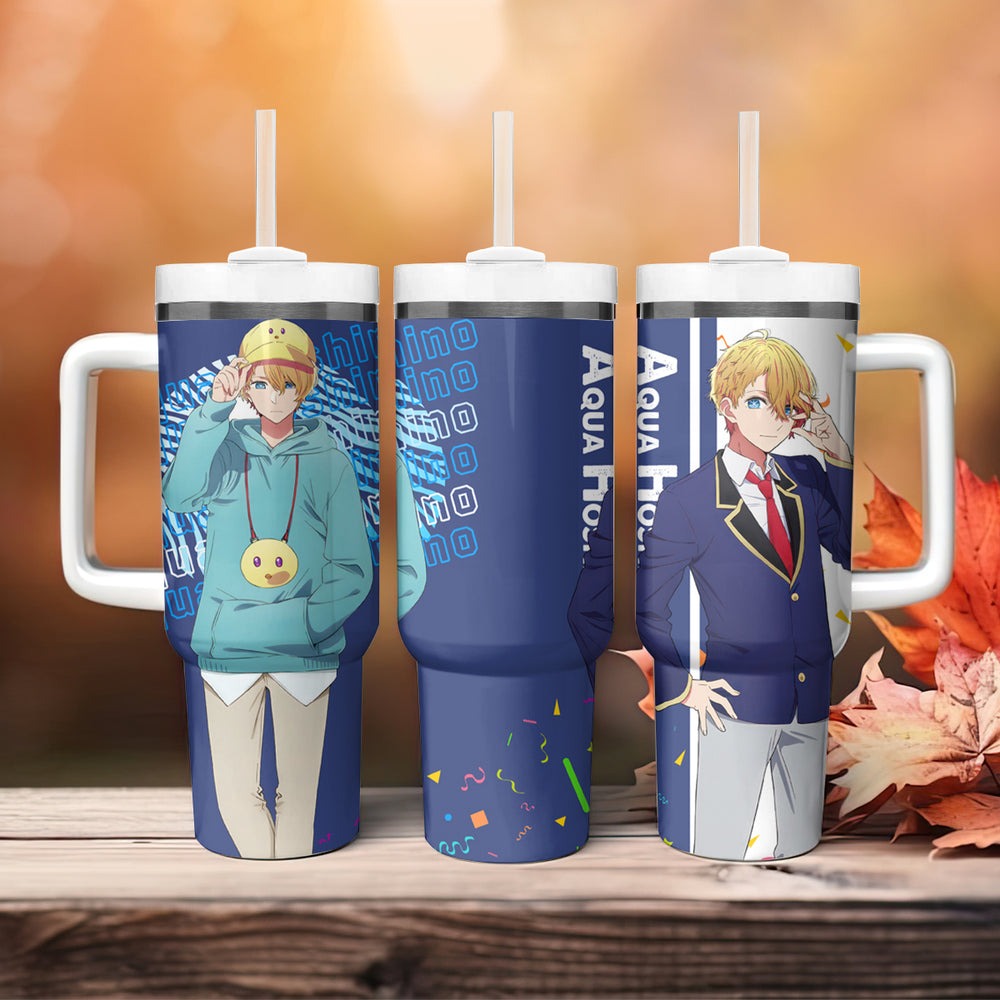 Aquamarine Hoshino - Oshi no Ko Tumbler With Handle Anime Style TS04 Aquamarine Hoshino - Oshi no Ko Tumbler With Handle Anime Style TS04