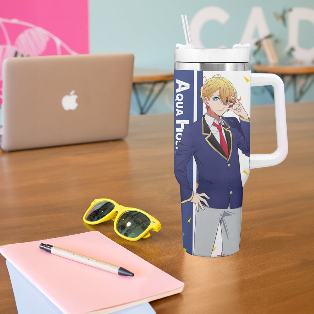 Aquamarine Hoshino - Oshi no Ko Tumbler With Handle Anime Style TS04 Aquamarine Hoshino - Oshi no Ko Tumbler With Handle Anime Style TS04