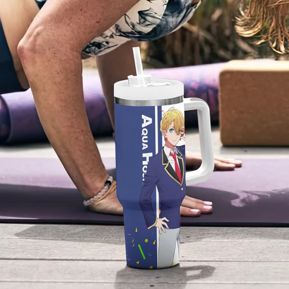Aquamarine Hoshino - Oshi no Ko Tumbler With Handle Anime Style TS04 Aquamarine Hoshino - Oshi no Ko Tumbler With Handle Anime Style TS04