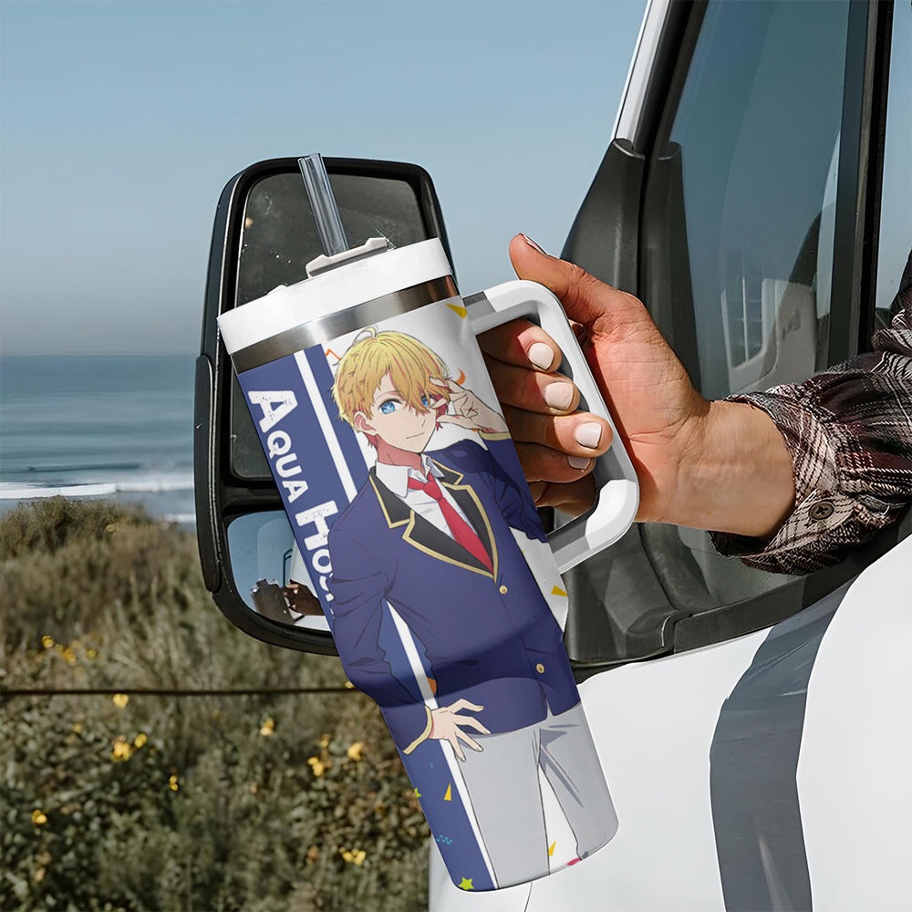 Aquamarine Hoshino - Oshi no Ko Tumbler With Handle Anime Style TS04 Aquamarine Hoshino - Oshi no Ko Tumbler With Handle Anime Style TS04