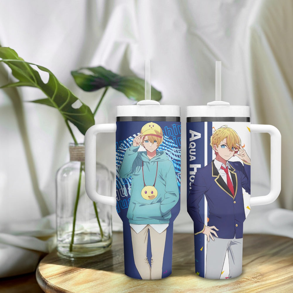 Aquamarine Hoshino - Oshi no Ko Tumbler With Handle Anime Style TS04 Aquamarine Hoshino - Oshi no Ko Tumbler With Handle Anime Style TS04