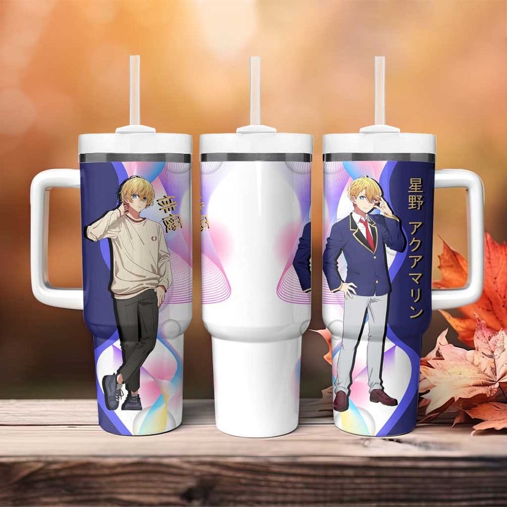 Aquamarine Hoshino Tumbler With Handle Stylish Idol Anime Aesthetic TS04 Aquamarine Hoshino Tumbler With Handle Stylish Idol Anime Aesthetic TS04