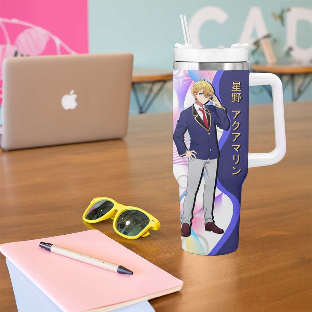 Aquamarine Hoshino Tumbler With Handle Stylish Idol Anime Aesthetic TS04 Aquamarine Hoshino Tumbler With Handle Stylish Idol Anime Aesthetic TS04