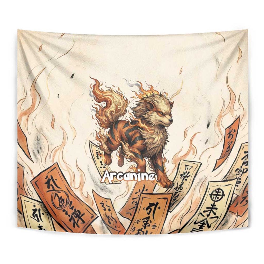 Arcanine Tapestry Japanese Spell Tag Fire Art TS04 Arcanine Tapestry Japanese Spell Tag Fire Art TS04