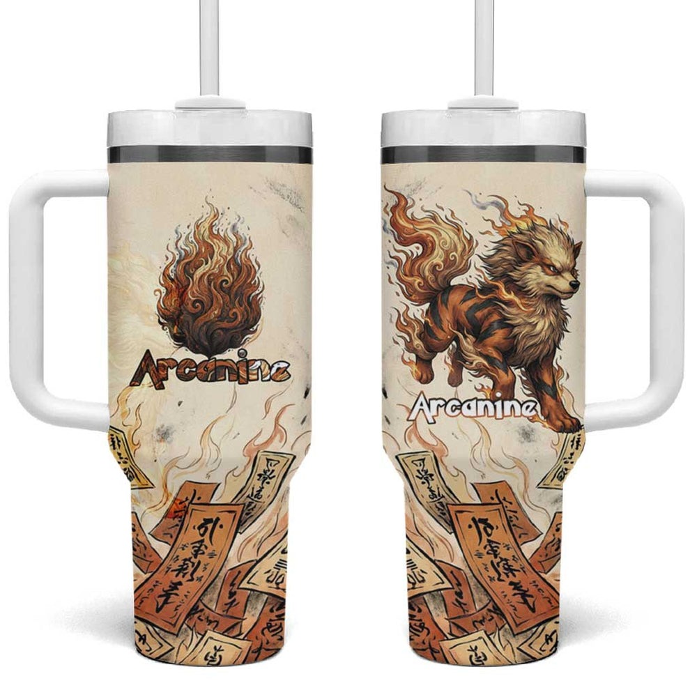 Arcanine Tumbler With Handle Japanese Spell Tag Fire Art TS04 Arcanine Tumbler With Handle Japanese Spell Tag Fire Art TS04