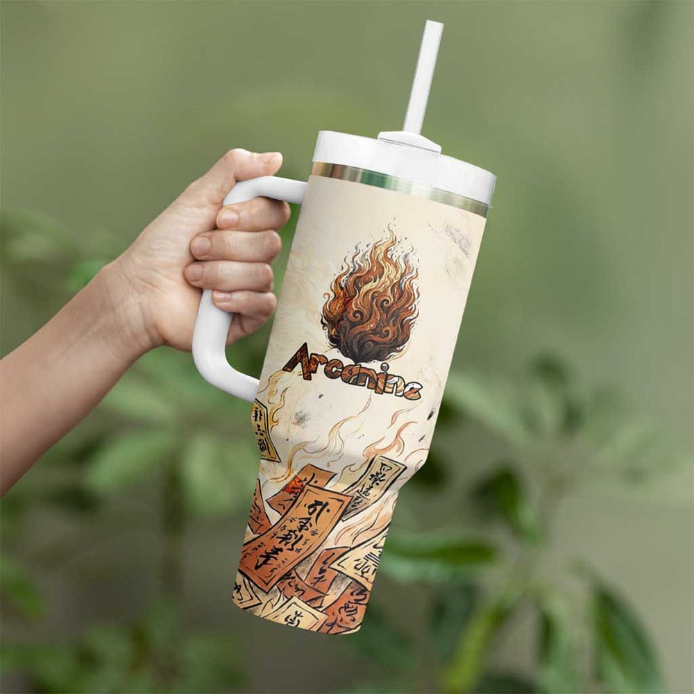 Arcanine Tumbler With Handle Japanese Spell Tag Fire Art TS04 Arcanine Tumbler With Handle Japanese Spell Tag Fire Art TS04