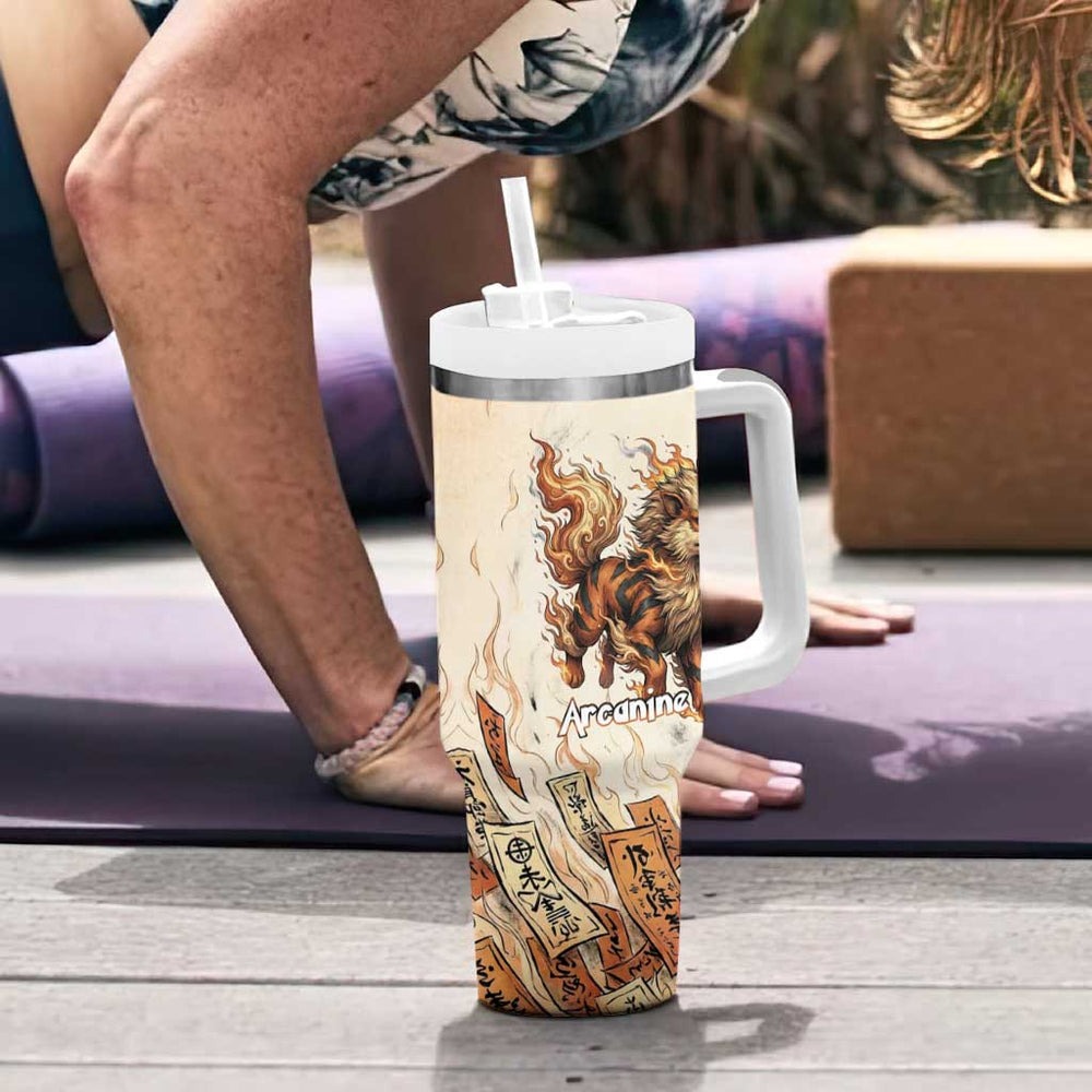 Arcanine Tumbler With Handle Japanese Spell Tag Fire Art TS04 Arcanine Tumbler With Handle Japanese Spell Tag Fire Art TS04