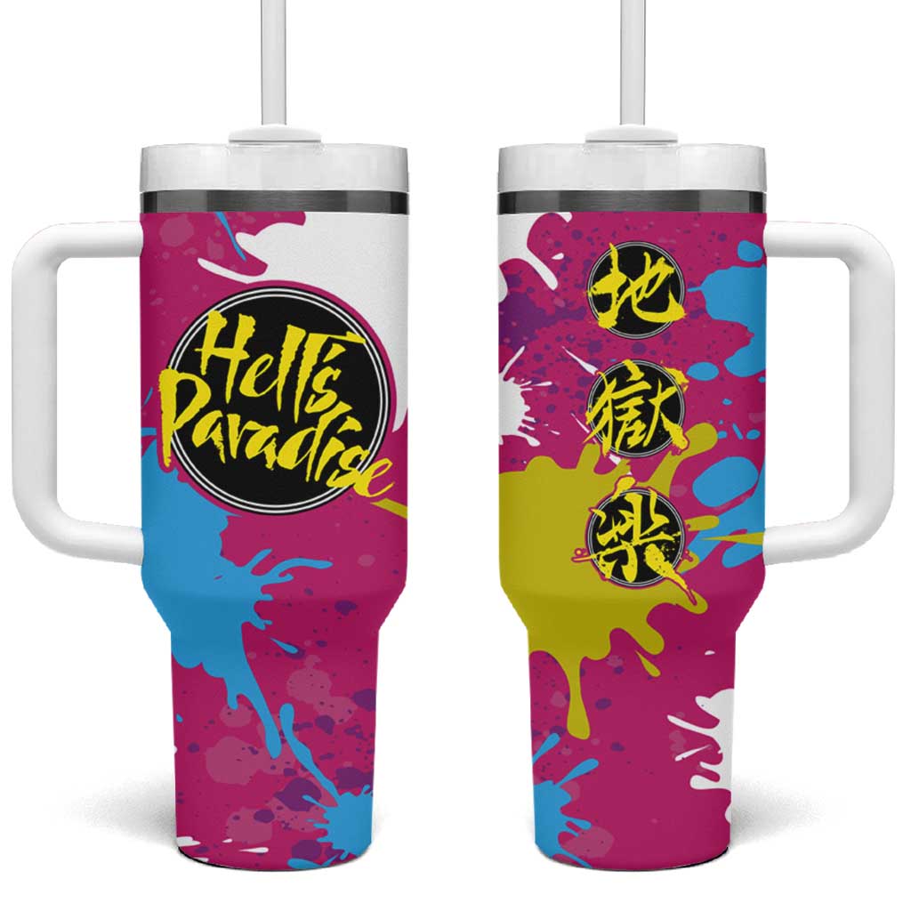 Art Fantasma Hells Paradise Tumbler With Handle Anime Uniform Mix Color Painting Splash TS04