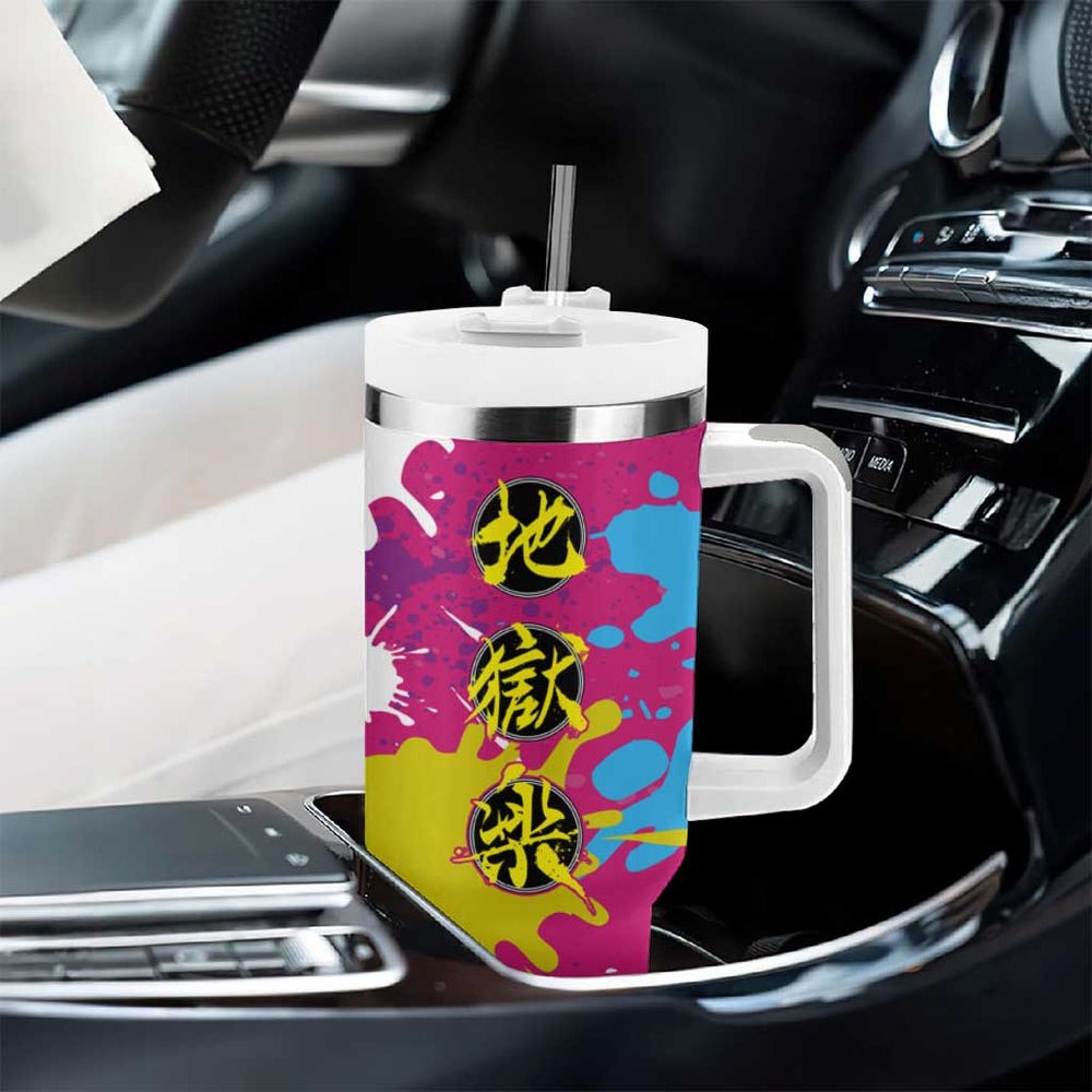 Art Fantasma Hells Paradise Tumbler With Handle Anime Uniform Mix Color Painting Splash TS04 Art Fantasma Hells Paradise Tumbler With Handle Anime Uniform Mix Color Painting Splash TS04