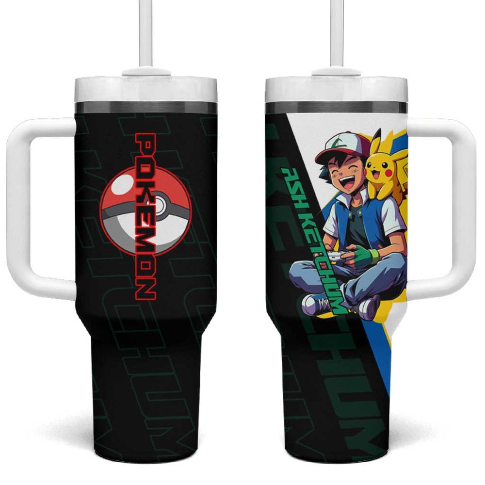 Ash & Pikachu Poké Tumbler With Handle Vibrant Anime Character Style TS04 Ash & Pikachu Poké Tumbler With Handle Vibrant Anime Character Style TS04