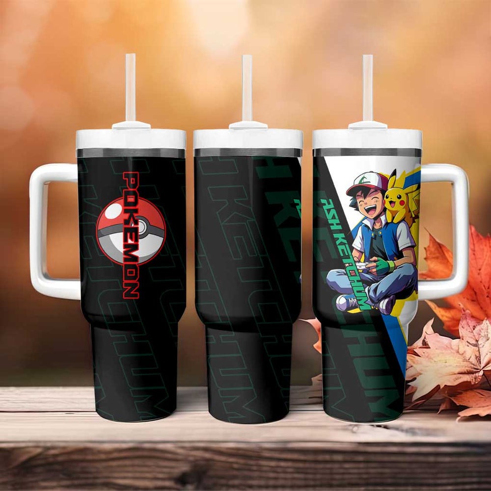 Ash & Pikachu Poké Tumbler With Handle Vibrant Anime Character Style TS04 Ash & Pikachu Poké Tumbler With Handle Vibrant Anime Character Style TS04