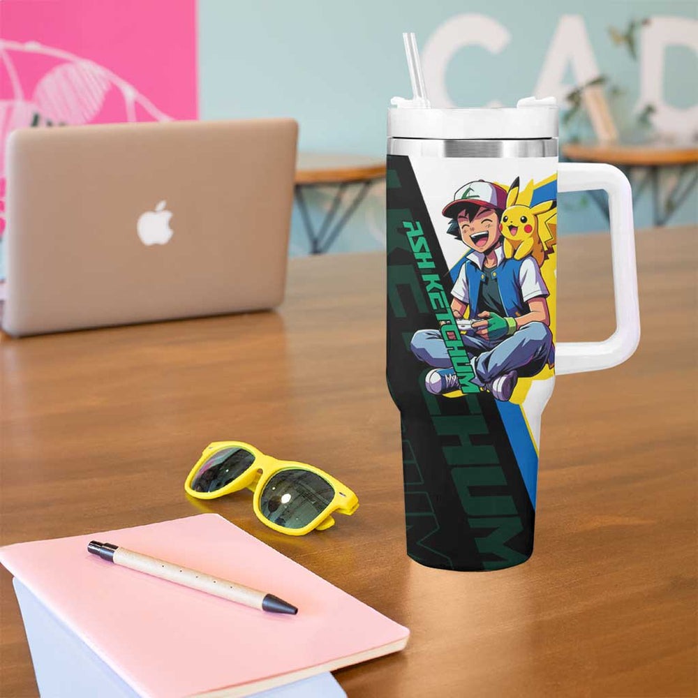 Ash & Pikachu Poké Tumbler With Handle Vibrant Anime Character Style TS04 Ash & Pikachu Poké Tumbler With Handle Vibrant Anime Character Style TS04