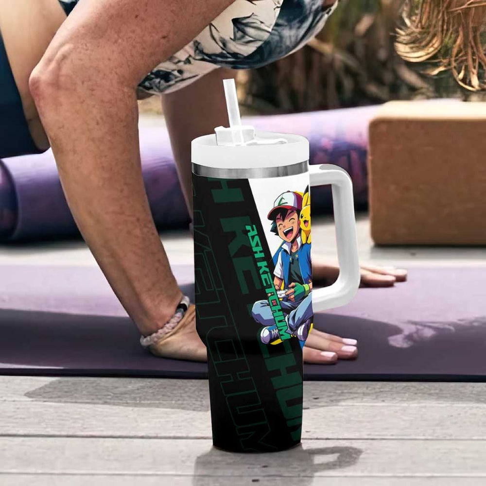 Ash & Pikachu Poké Tumbler With Handle Vibrant Anime Character Style TS04 Ash & Pikachu Poké Tumbler With Handle Vibrant Anime Character Style TS04