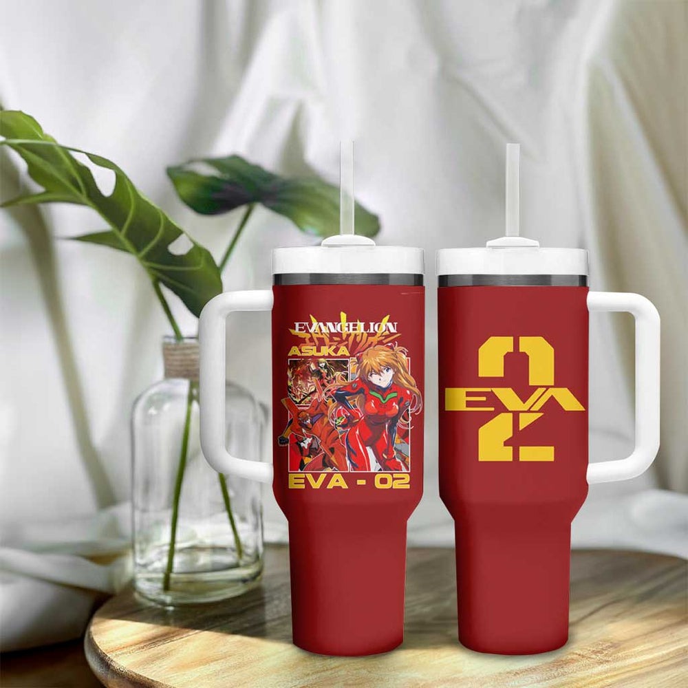 Asuka Langley Sohryu x Eva 02 Neon Genesis Evangelion Tumbler With Handle Anime Style TS04 Asuka Langley Sohryu x Eva 02 Neon Genesis Evangelion Tumbler With Handle Anime Style TS04