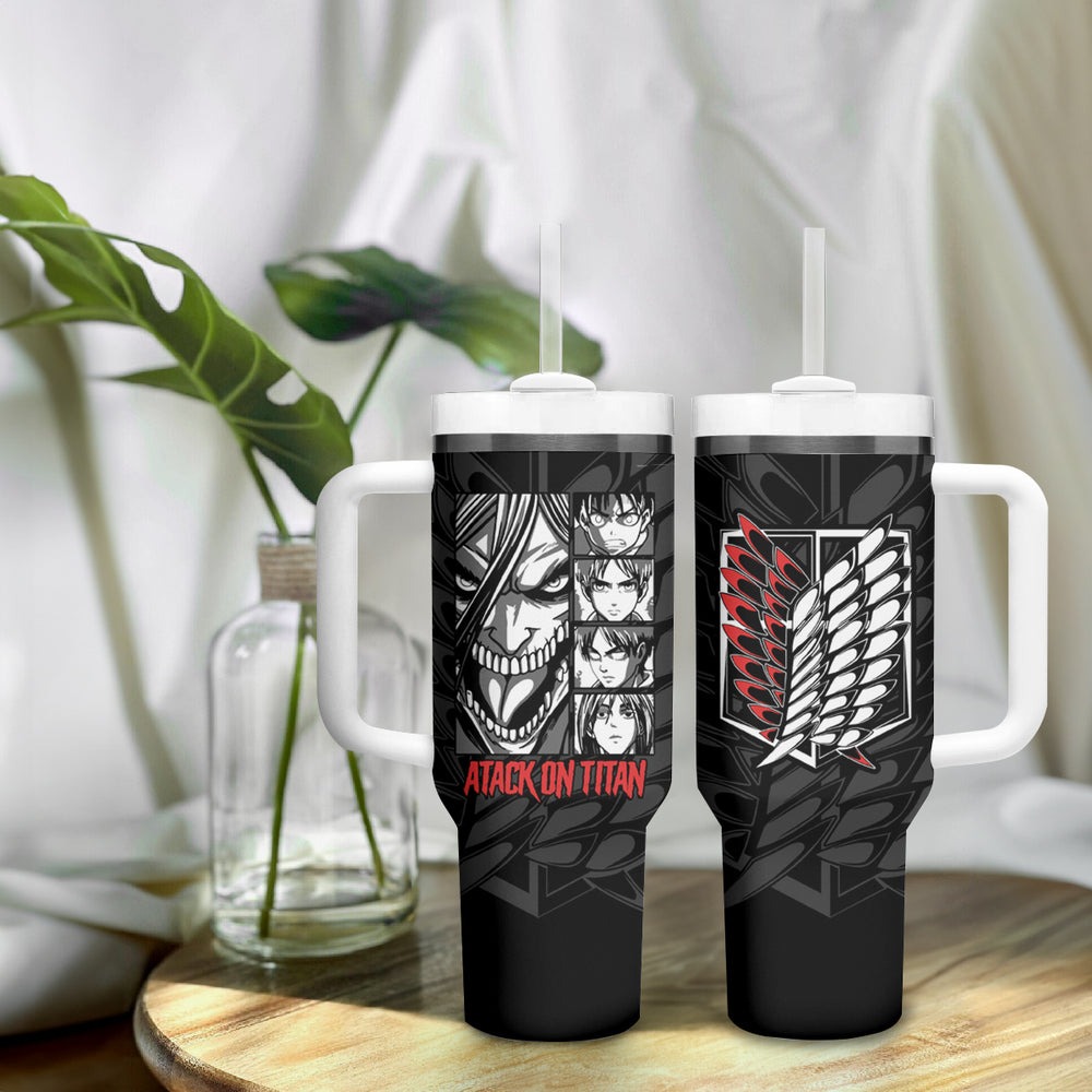 Atack On Titan Character Tumbler With Handle Anime Mix Manga Style TS04 Atack On Titan Character Tumbler With Handle Anime Mix Manga Style TS04