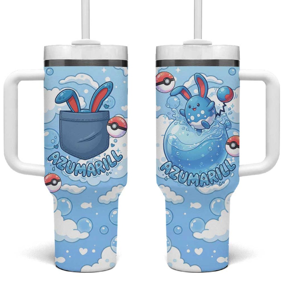 Azumarill Tumbler With Handle Dreamy Bubble Cloud Art TS04 Azumarill Tumbler With Handle Dreamy Bubble Cloud Art TS04
